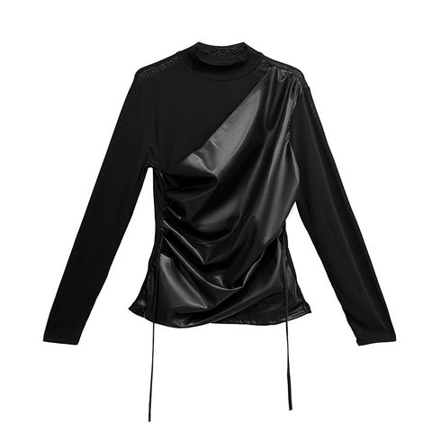 Draped Satin Mix Top